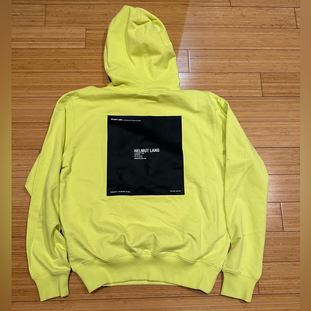 Helmut Lang Neon Box Logo Hoodie Acid Lime Size M